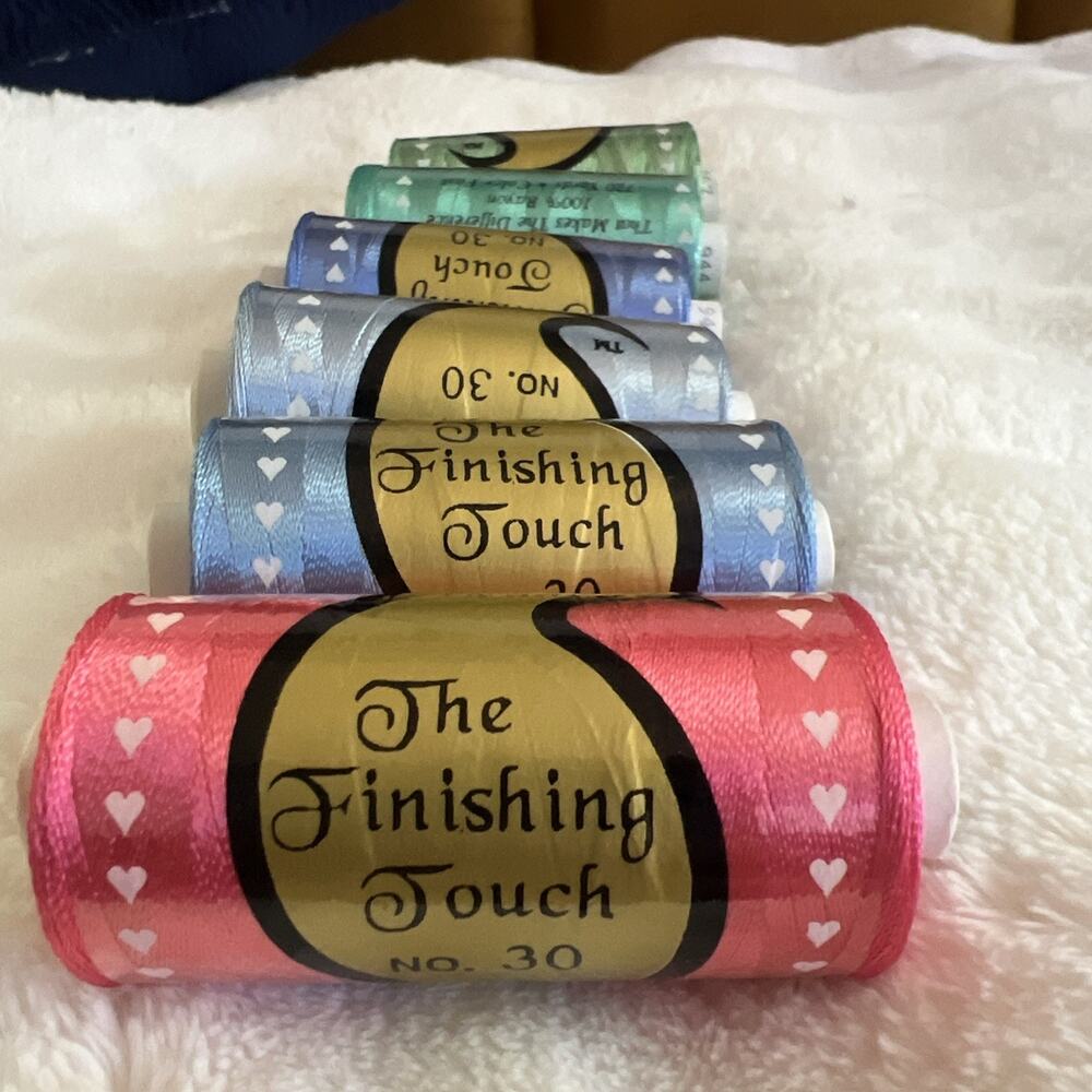 6 Spools Finishing Touch Embroidery Thread Lot 100 Rayon Pink Blue Green 720Y